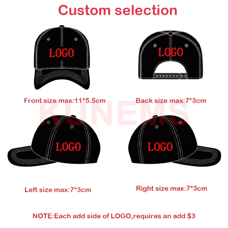 KUNEMS Custom Snapback Caps Splice Color Embroidery Hip Hop Cap for Women and Men DIY LOGO Design Print Hats Unisex Wholesale