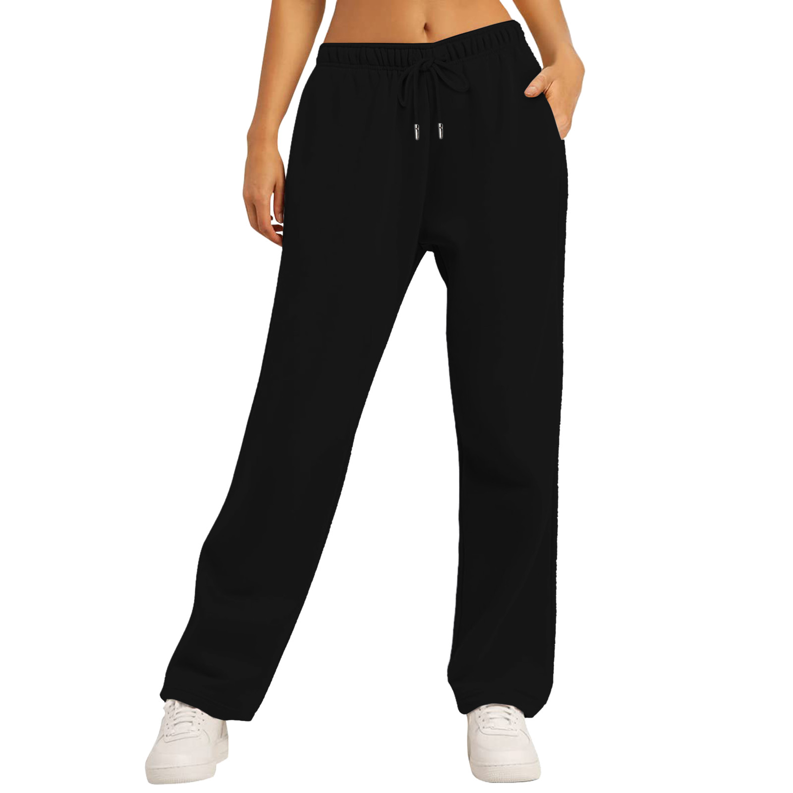 Wide Leg Pants For Women’S Fleece Lined Sweatpants Straight Pants Bottom All-Math Plain Fitness Joggers Pants Travel Basic