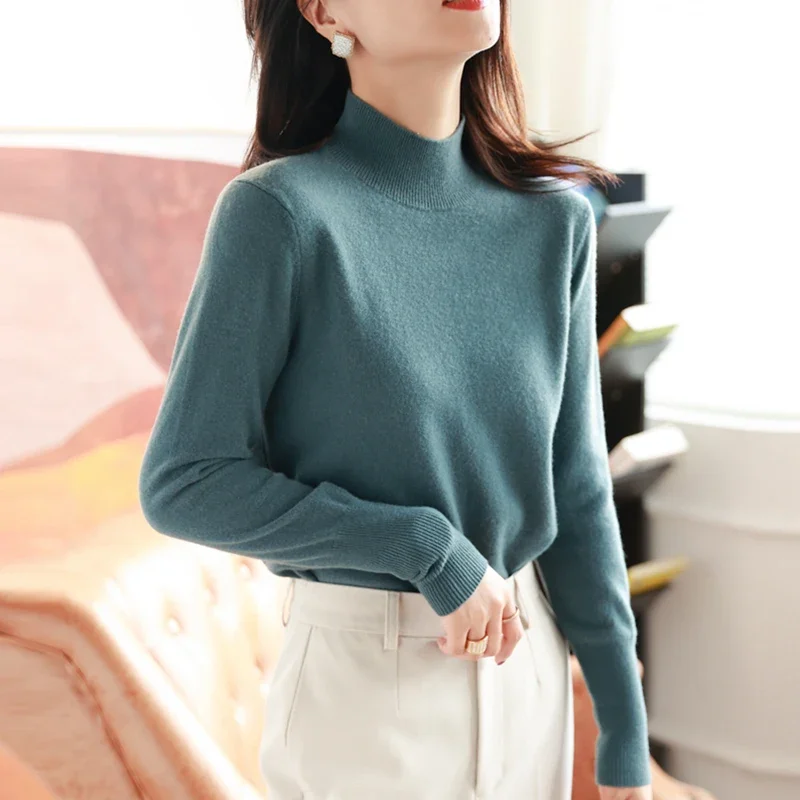 Autumn Winter chic Bottom Sweaters Women Fashion Turtleneck Pullover Slim Long Sleeve Knitted Jumpers Soft Warm Pull Femme Top