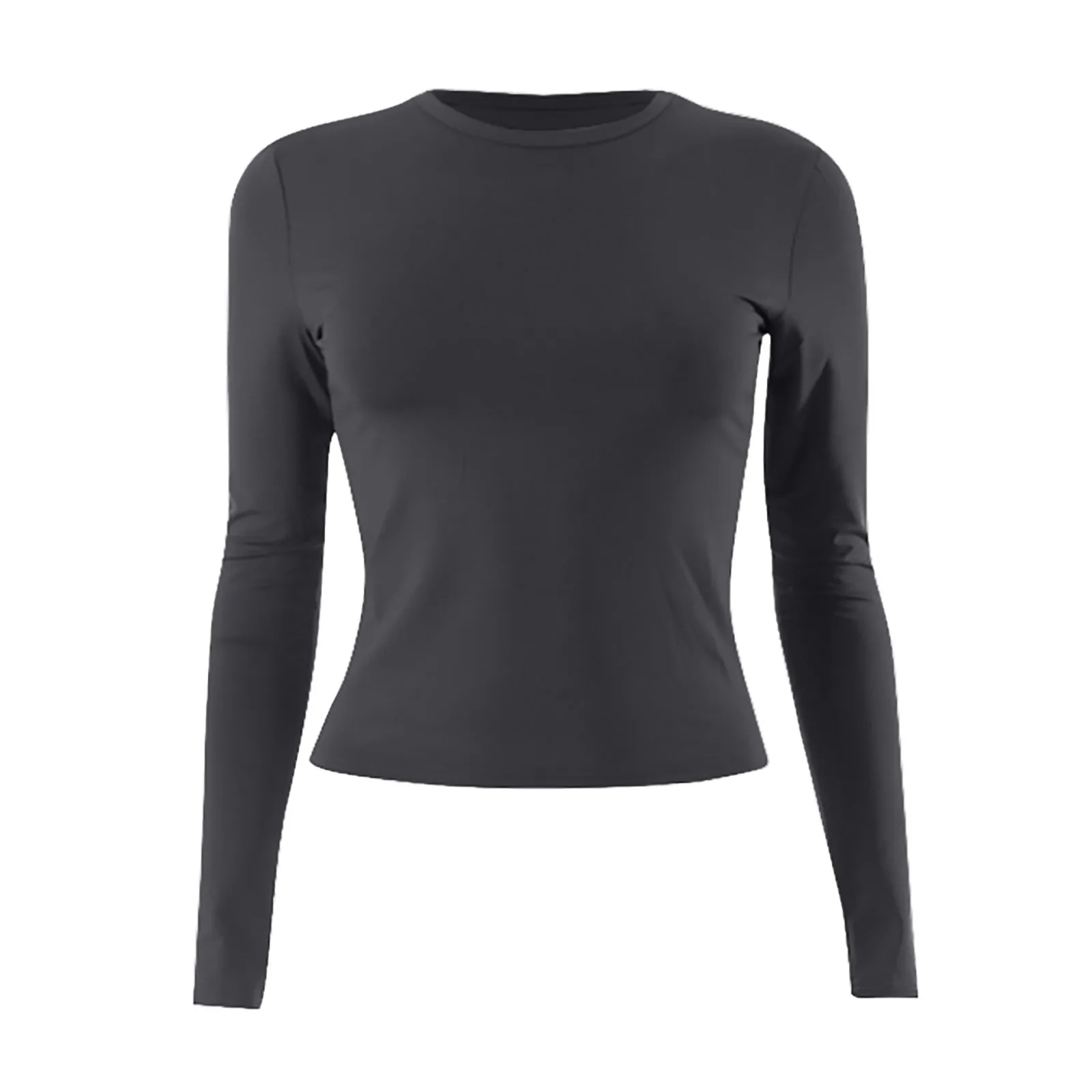 Women's Fashion Solid Color Round Neck Long Sleeve T-Shirt Top Tops for Women Womens Tops and Blouses 2024 Dressy Tops for Women