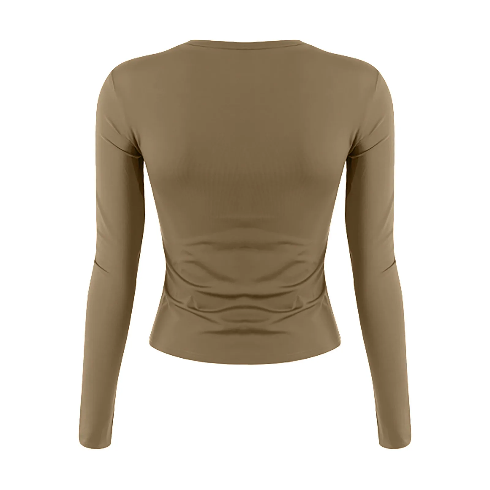 Women's Fashion Solid Color Round Neck Long Sleeve T-Shirt Top Tops for Women Womens Tops and Blouses 2024 Dressy Tops for Women