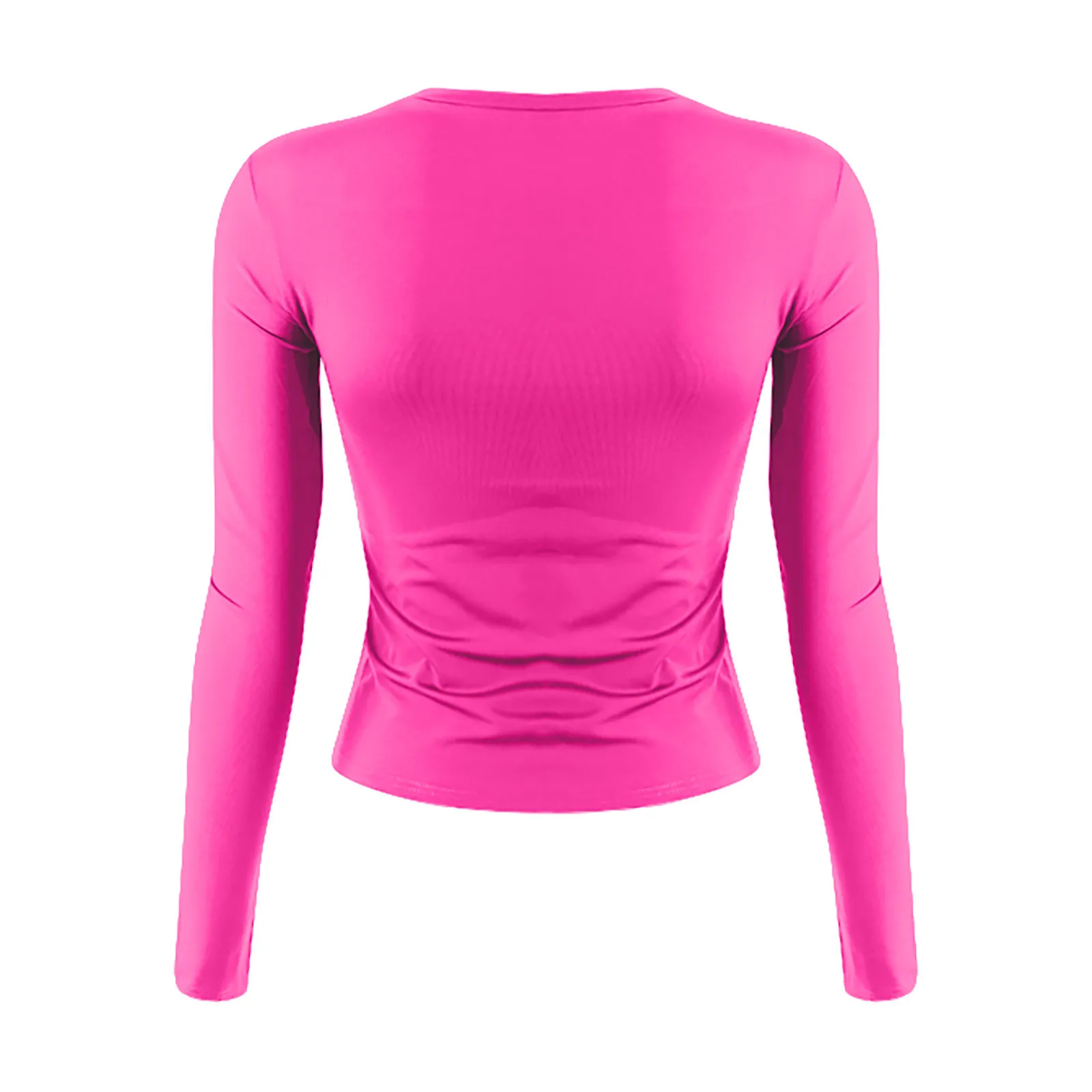 Women's Fashion Solid Color Round Neck Long Sleeve T-Shirt Top Tops for Women Womens Tops and Blouses 2024 Dressy Tops for Women