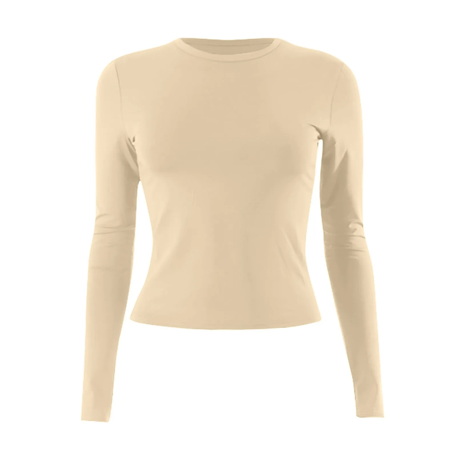 Women's Fashion Solid Color Round Neck Long Sleeve T-Shirt Top Tops for Women Womens Tops and Blouses 2024 Dressy Tops for Women