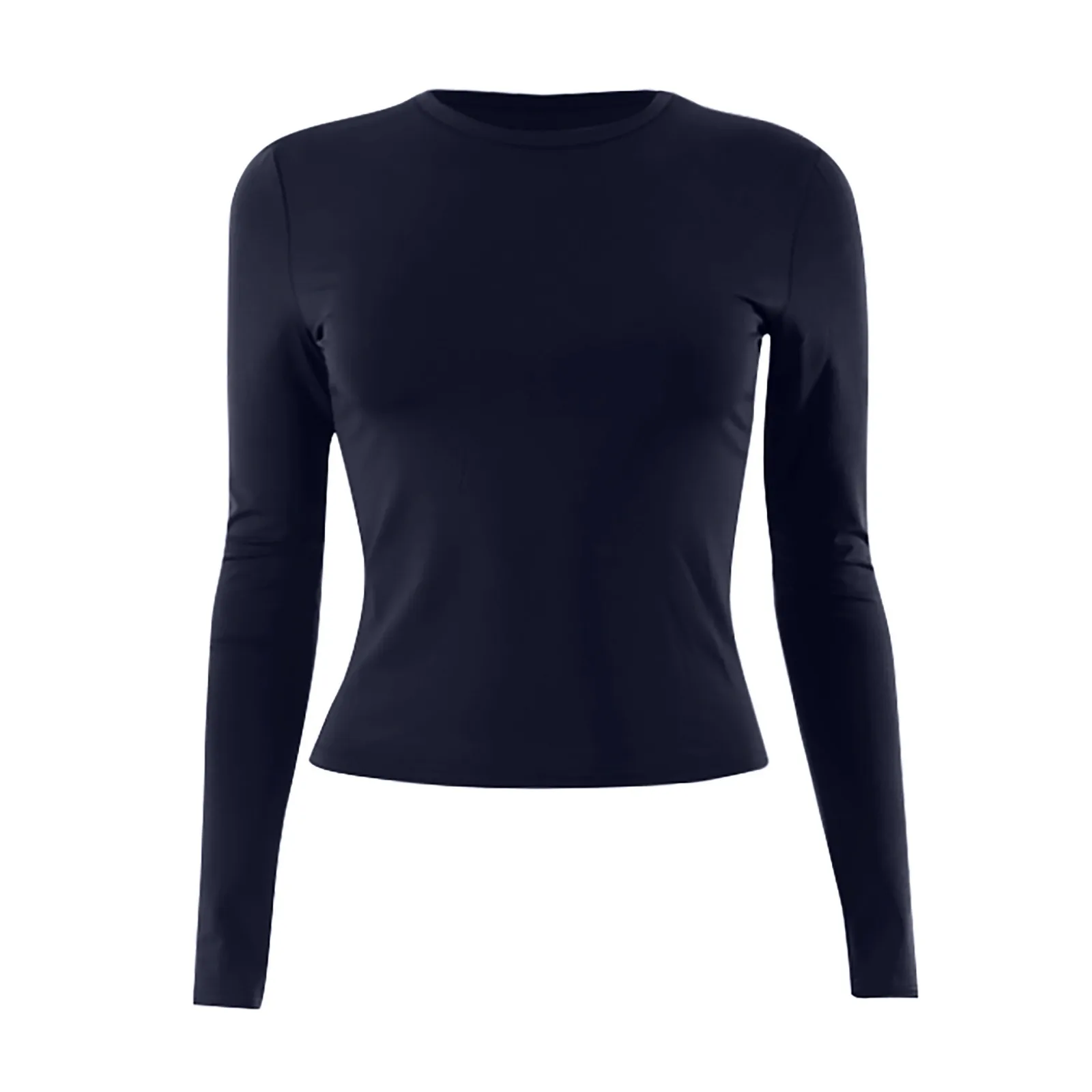 Women's Fashion Solid Color Round Neck Long Sleeve T-Shirt Top Tops for Women Womens Tops and Blouses 2024 Dressy Tops for Women