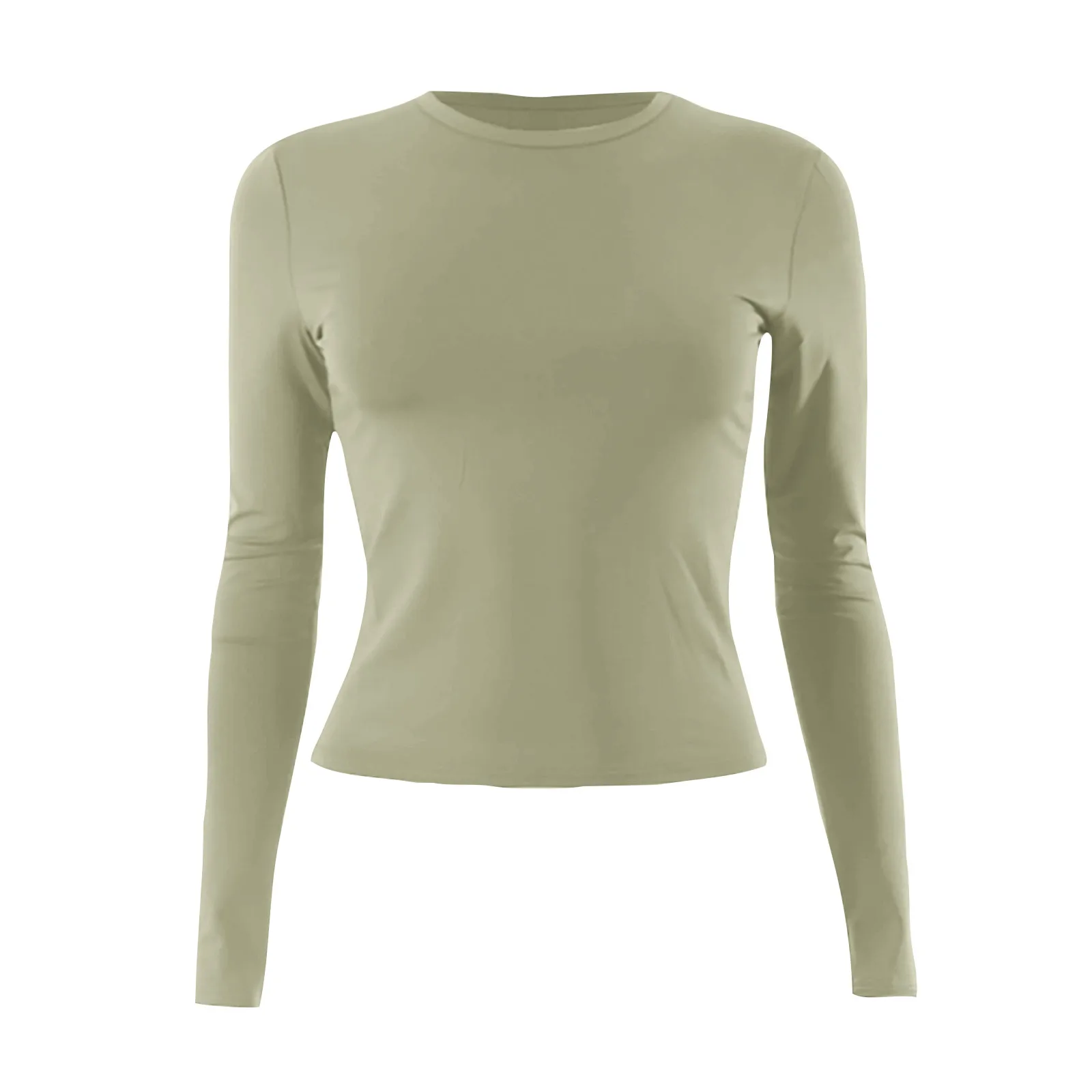 Women's Fashion Solid Color Round Neck Long Sleeve T-Shirt Top Tops for Women Womens Tops and Blouses 2024 Dressy Tops for Women