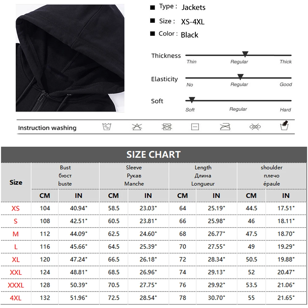 High Street Hoodie Men Retro Zip Up Long Sleeve Loose Jacket Coats Harajuku Casual Gothic Hooded Sweatshirt Y2K Streetwear