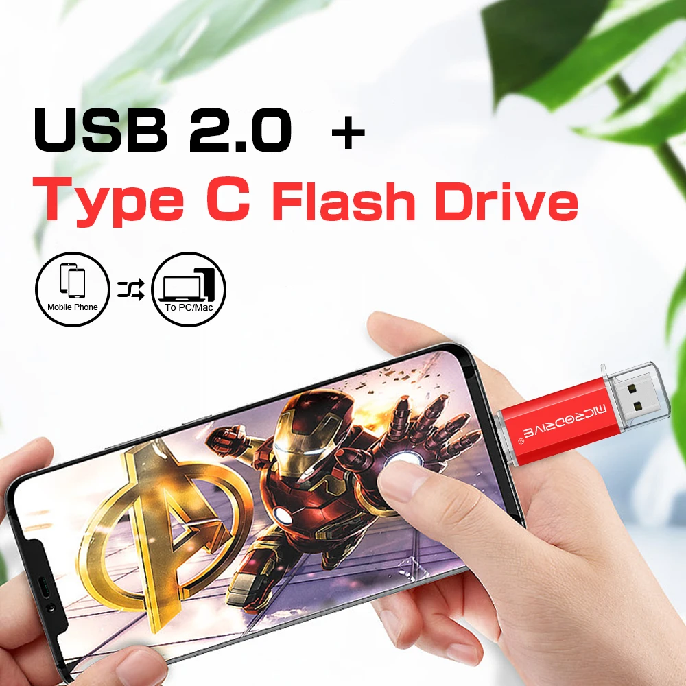 Type C USB Flash Drive OTG 2 IN 1 USB 2.0 Micro USB Pen Drive 128GB 64GB 32GB 16GB 8GB 4GB Pendrive Flash Drive