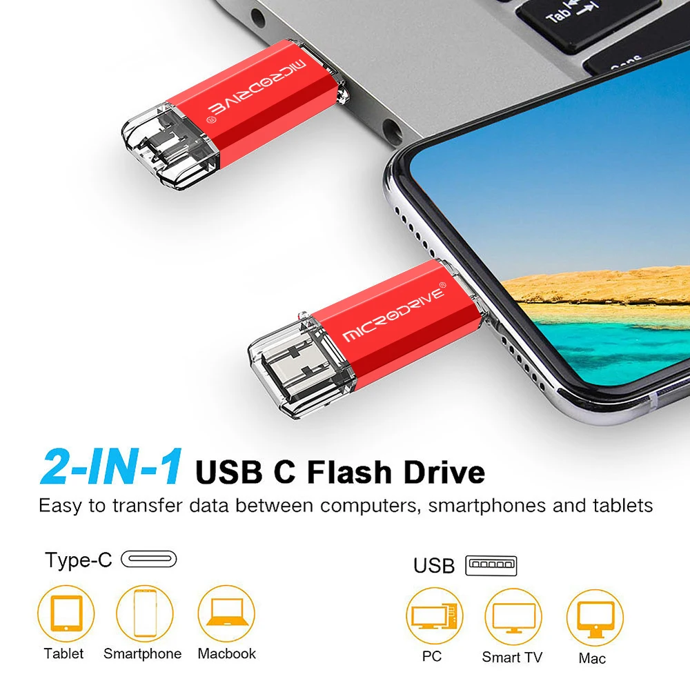 Type C USB Flash Drive OTG 2 IN 1 USB 2.0 Micro USB Pen Drive 128GB 64GB 32GB 16GB 8GB 4GB Pendrive Flash Drive