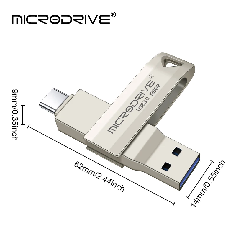 2 in 1 Usb 3.0 OTG USB-C Flash Pen Drive Metal Memory Stick flash Disk 64GB 128GB 256G USB3.0 Dual C Pendrive