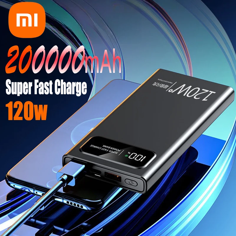 Xiaomi 200000mAh 120W Power Bank Super Fast Charging Battery High Capacity Digital Display Power Bank For iPhone Samsung Huawei