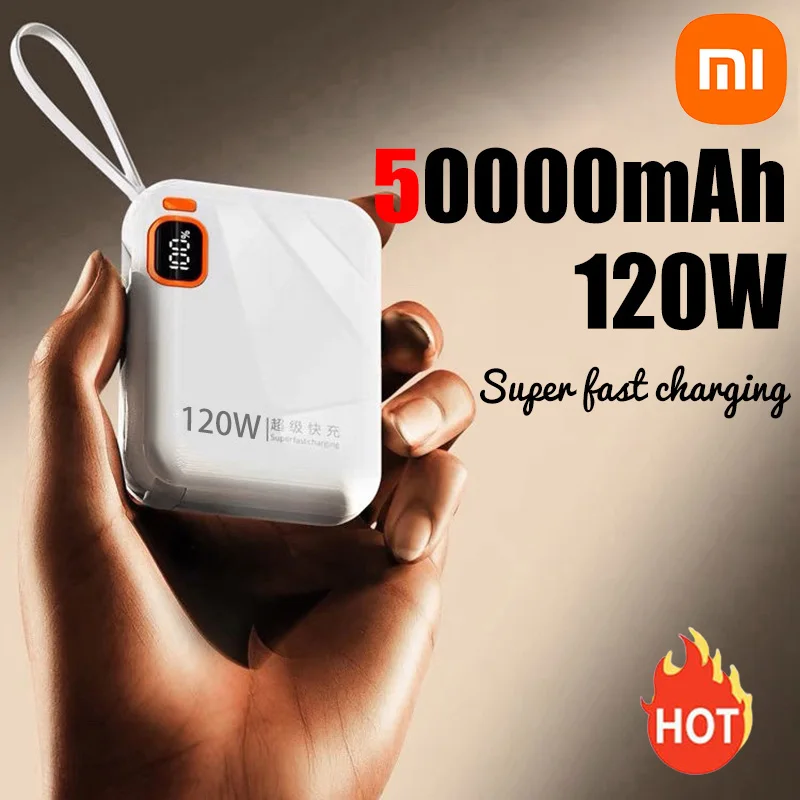 Xiaomi 120W 50000mAh Portable Power Bank High Capacity Cable Two-way Fast Charging Mini Powerbank for iPhone Samsung ﻿New