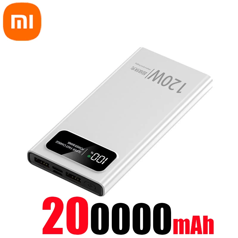 Xiaomi 200000mAh Power Bank 120W Super Fast Charger Large Capacity Mobile Power Portable External Battery for iPhone Samsung New