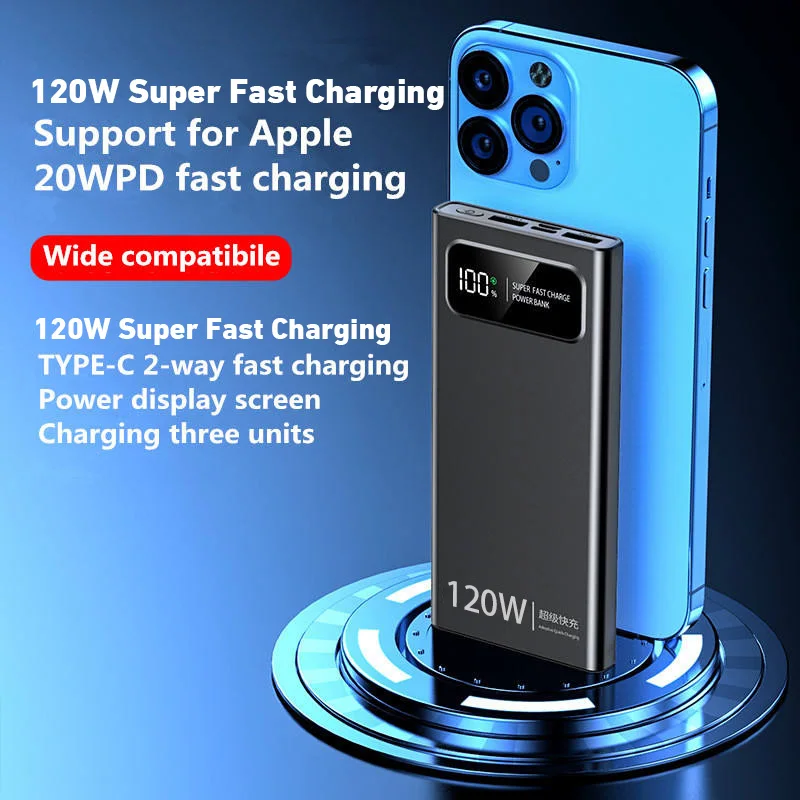 Xiaomi 200000mAh Power Bank 120W Super Fast Charger Large Capacity Mobile Power Portable External Battery for iPhone Samsung New