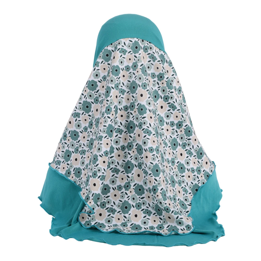 Adults or Big Girls Medium Size 65*60cm Pray Hijab Print Layer Muslim Hijab Scarf Islamic Headscarf Hat Amira Pull On Headwrap