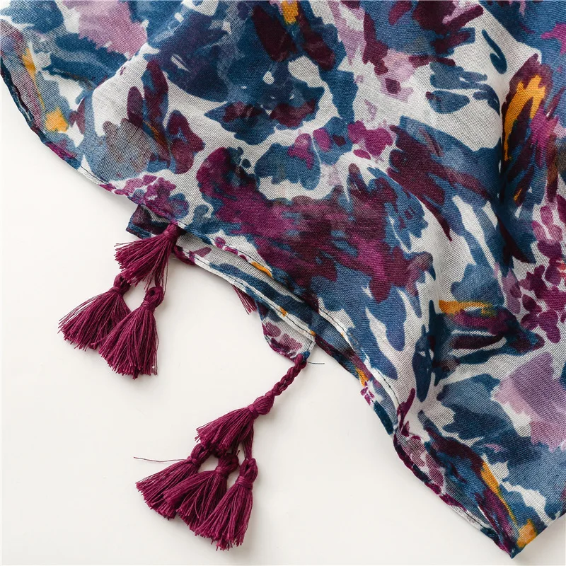 2023 Fashion Paisley Abstract Floral Tassel Viscose Shawl Scarf Lady High Quality Wrap Thin Pashmina Stole Muslim Hijab 180*90Cm