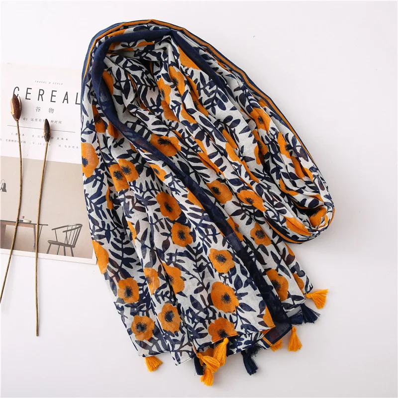 New Fashion Million Polka Floral Fringe Viscose Shawl Scarf Lady High Quality Wrap Headband Bufandas Muslim Hijab Sjaal 180*90Cm