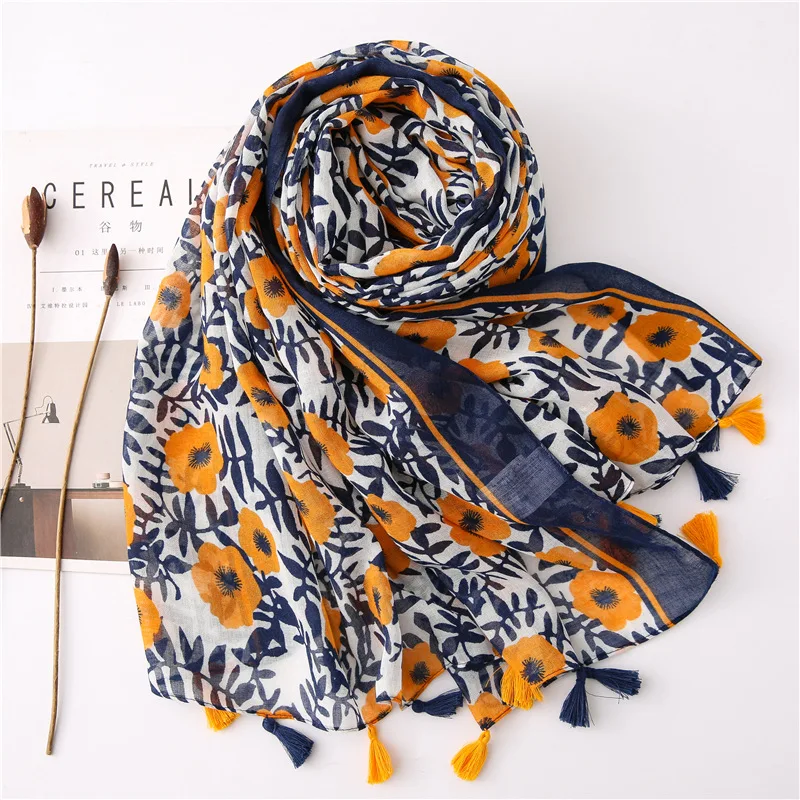 New Fashion Million Polka Floral Fringe Viscose Shawl Scarf Lady High Quality Wrap Headband Bufandas Muslim Hijab Sjaal 180*90Cm