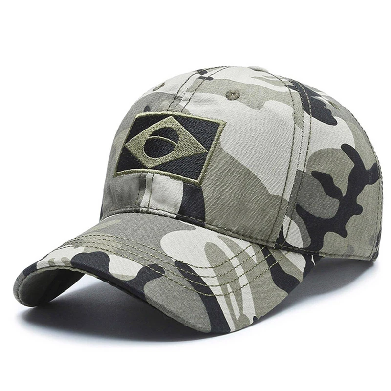 New Camouflage Male Baseball Cap Men Embroidered Brazil Flag Caps Outdoor Sports Dad Hat Casual Hunting Hats