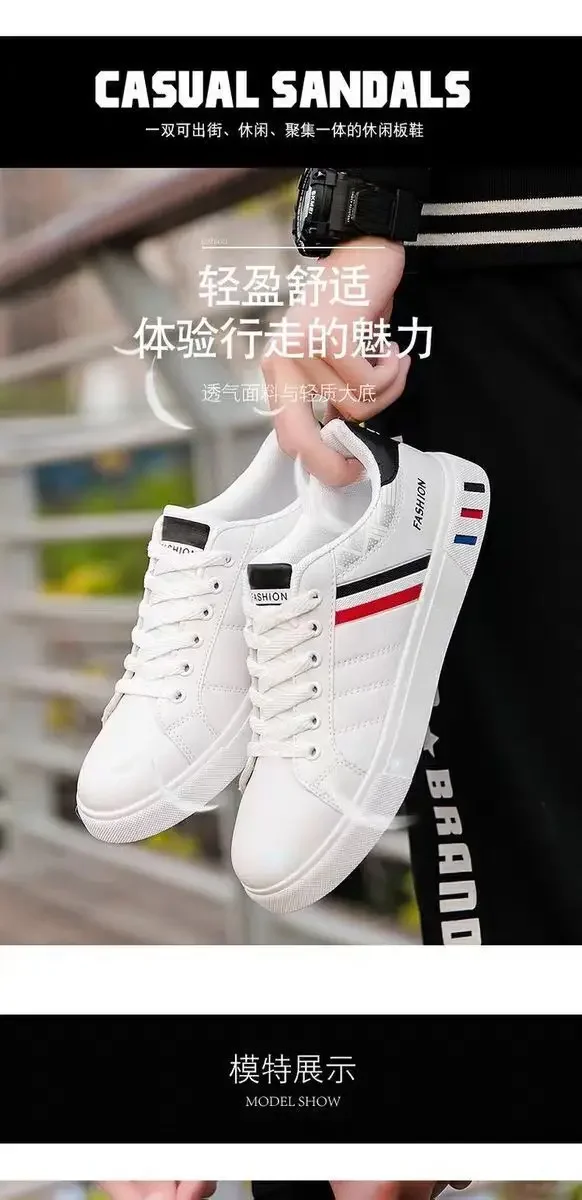 Men Sneakers Casual Shoes Men Flats Zapatillas Hombre Lightweight Pu Leather Breathable Shoe Mens White Sports Tenis Shoes