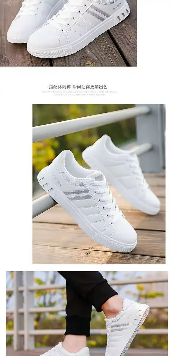 Men Sneakers Casual Shoes Men Flats Zapatillas Hombre Lightweight Pu Leather Breathable Shoe Mens White Sports Tenis Shoes