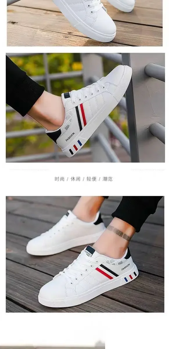 Men Sneakers Casual Shoes Men Flats Zapatillas Hombre Lightweight Pu Leather Breathable Shoe Mens White Sports Tenis Shoes