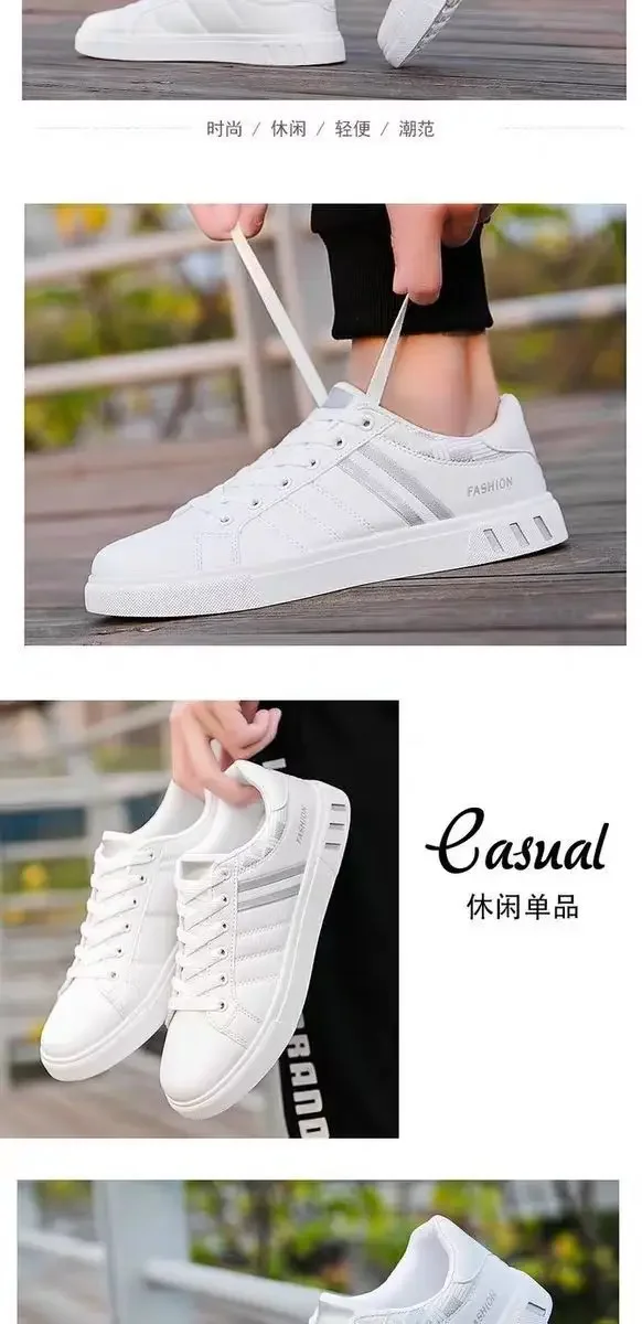 Men Sneakers Casual Shoes Men Flats Zapatillas Hombre Lightweight Pu Leather Breathable Shoe Mens White Sports Tenis Shoes