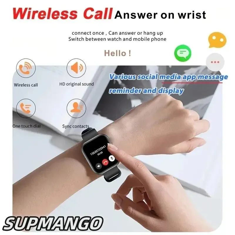 T168 Wireless Calling Smart Watch Make Answer Call Full Touch Sport Fitness SmartWatch For Women Men