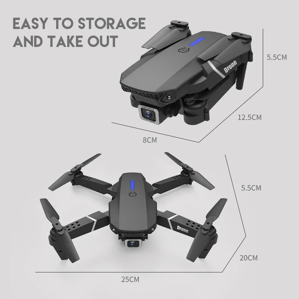 Xiaomi E88Pro RC Drone 4K Professinal With 1080P Wide Angle HD Camera Foldable Helicopter WIFI FPV Height Hold Gift Toy 2024