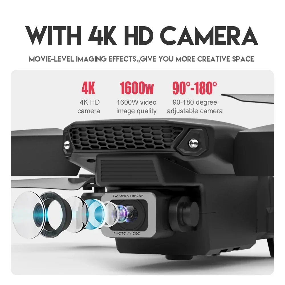 Xiaomi E88Pro RC Drone 4K Professinal With 1080P Wide Angle HD Camera Foldable Helicopter WIFI FPV Height Hold Gift Toy 2024