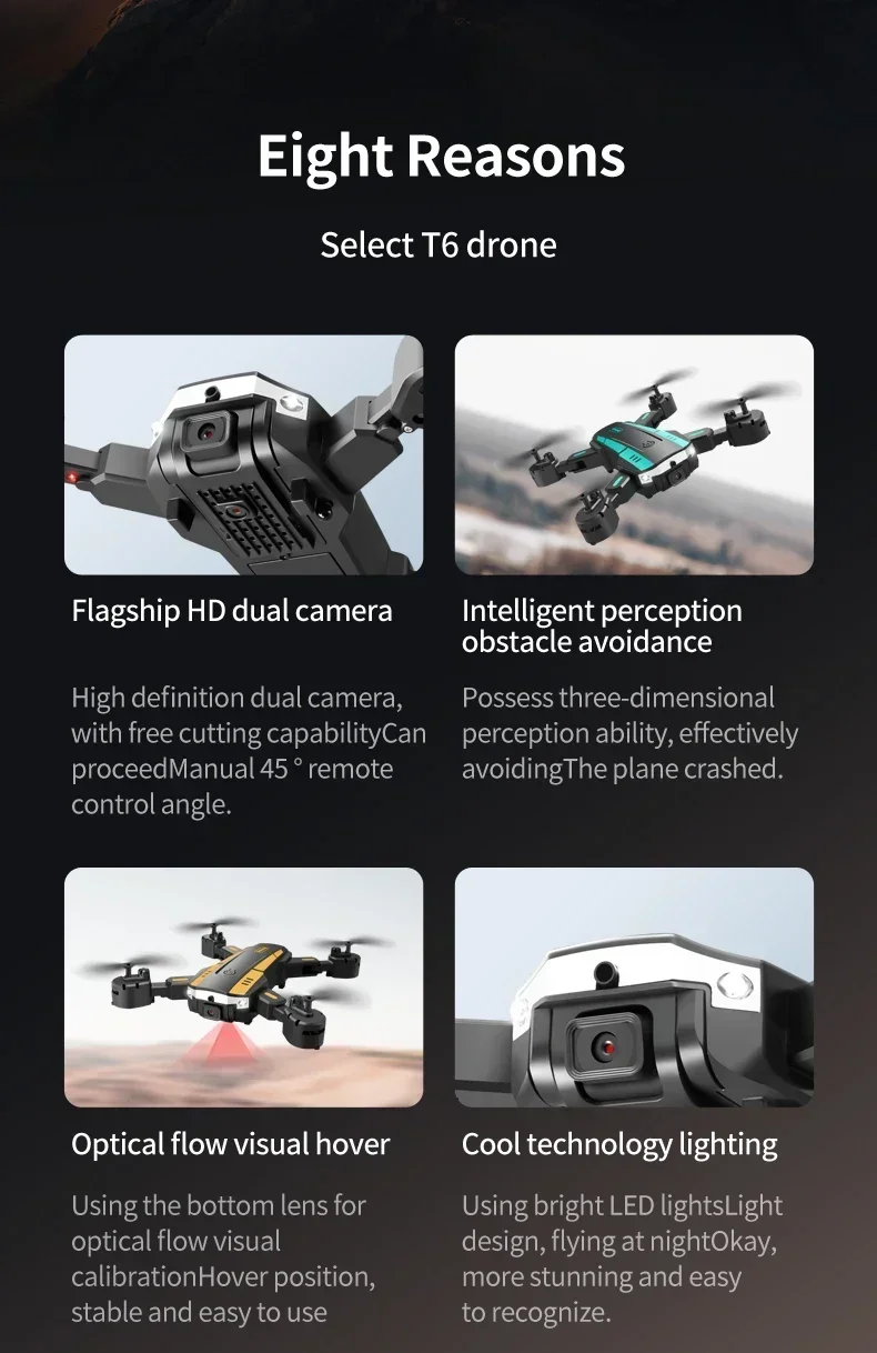 Xiaomi T6 Drone 8k Profesional 4K HD GPS Camera Obstacle Avoidance Aerial Photography Optical Flow Foldable Quadcopter Gift 1KM