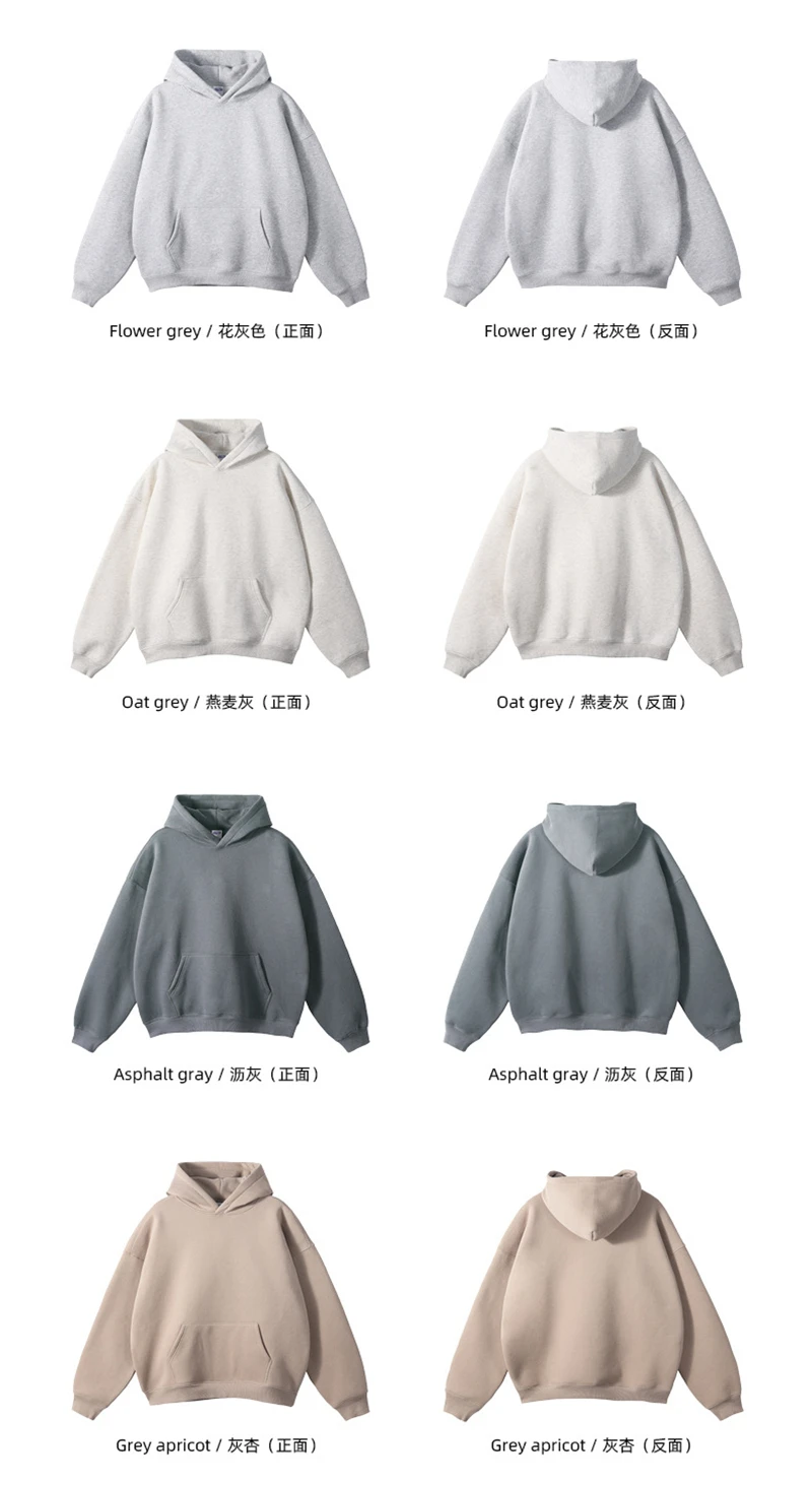 ZODF New Thick 350gsm Fleece Hooded Hoodies For Men Unisex Winter Oversized Loose Basic Solid Sweatshirts Pullovers Coats HY0631