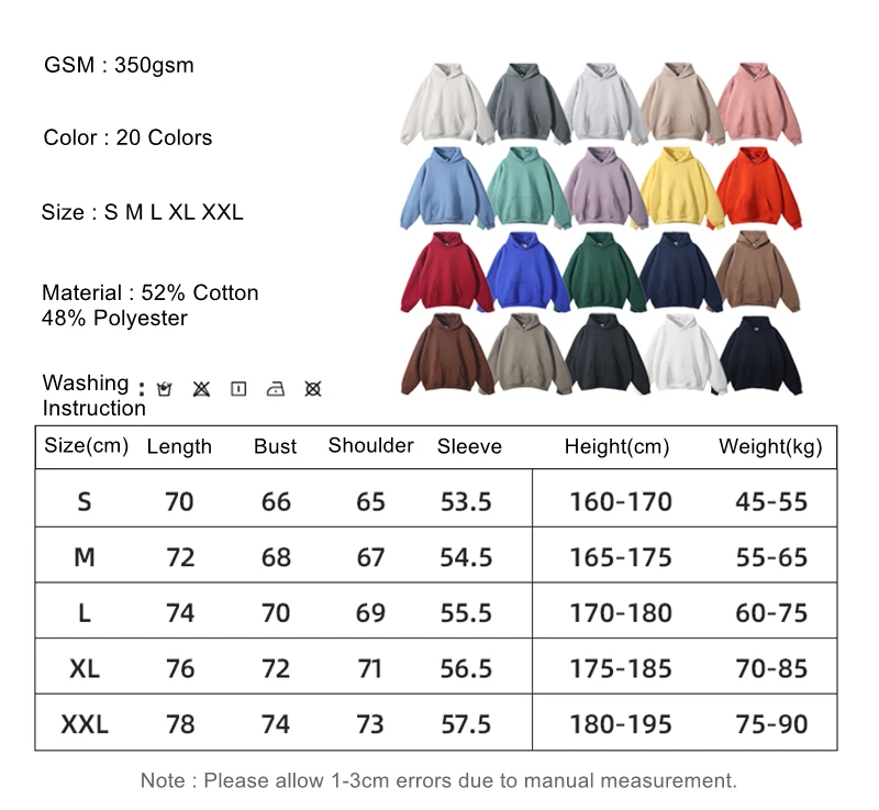 ZODF New Thick 350gsm Fleece Hooded Hoodies For Men Unisex Winter Oversized Loose Basic Solid Sweatshirts Pullovers Coats HY0631