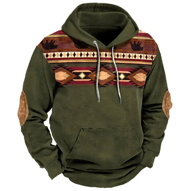 Retro Men's Hoodie Yellowstone Park 3D Printed Men's Hoodie New Street Fashion Hip Hop Winter Super Large Hoodie Men's Clothing