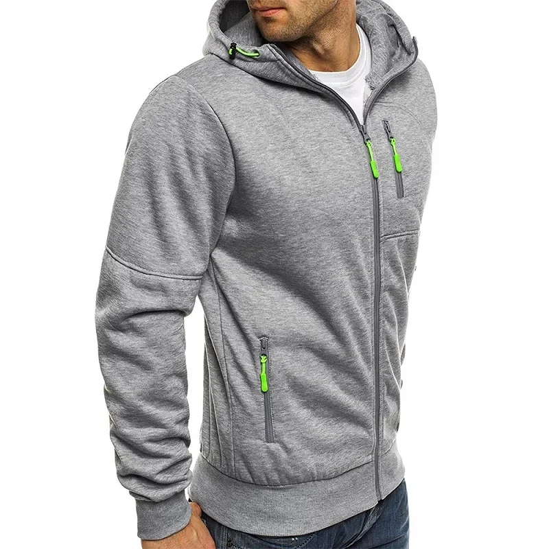 Men's Hoodies Long Sleeve Sweatshirt Zipper Design Hooded Sweatshirt for Men Clothing Sportswear Slim Fit Casual Jacket