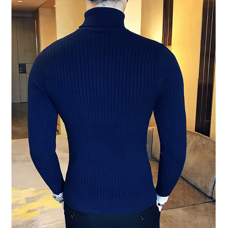 New Turtleneck Sweater Casual Men's Rollneck Knitted Sweater Keep Warm Men Jumper Woolen Sweater