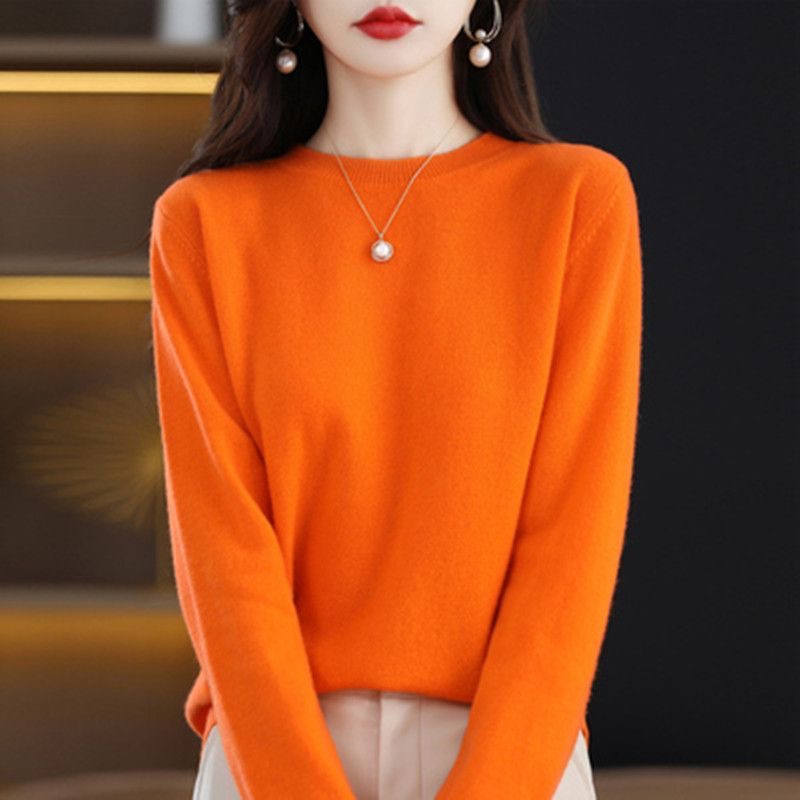 Women Sweater O-neck Autumn Winter Basic Pullover Warm Casual Pulls Jumpers Korean Long-sleeved Solid Knitwear Bottoming Shirt