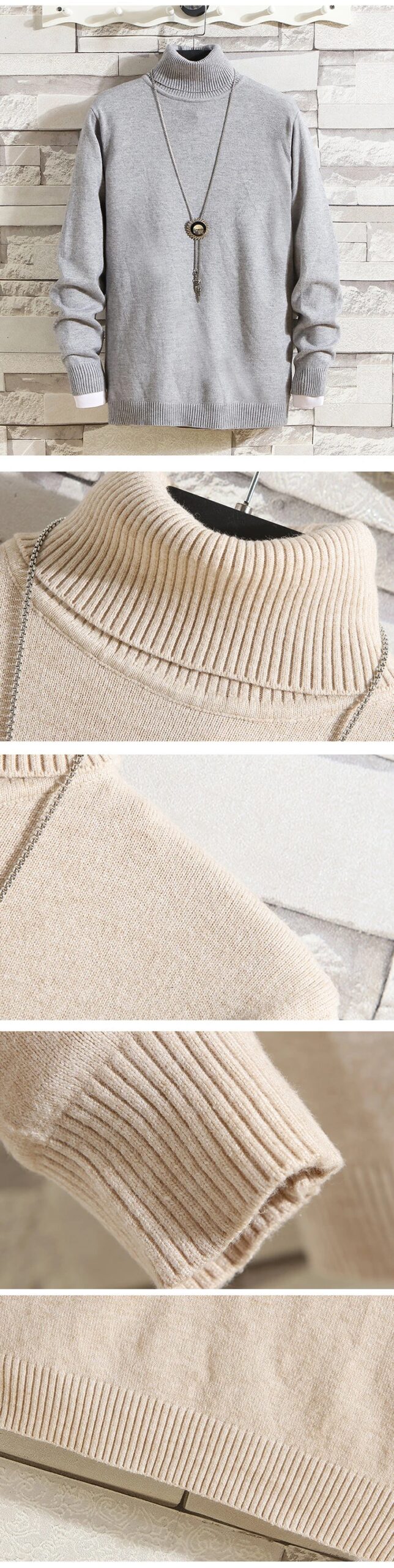 New Mens Knitted Sweaters Solid Color Turtleneck Breathable Pullovers Warm Outdoor Basic Streetwear autumn Business Tops