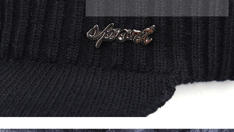 Winter New Cotton cap visor knit beanie Thicken Hedging Cap winter man caps outdoor skullies MEN LETTER GRAPHIC KNIT HAT