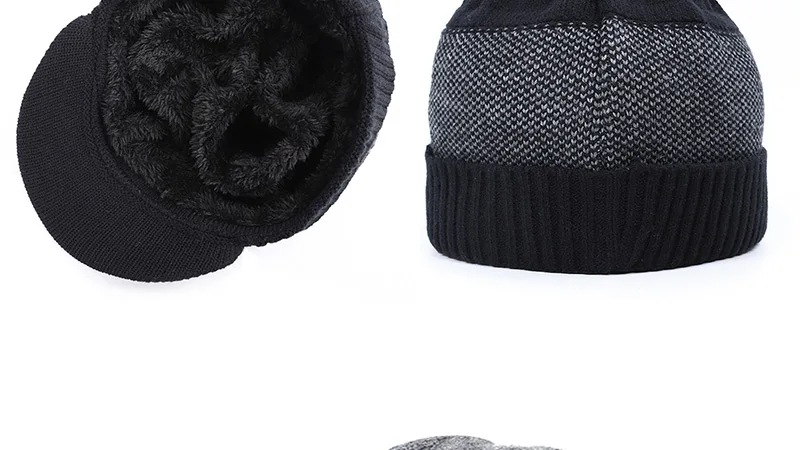 Winter New Cotton cap visor knit beanie Thicken Hedging Cap winter man caps outdoor skullies MEN LETTER GRAPHIC KNIT HAT