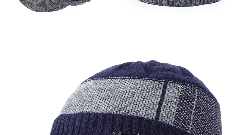 Winter New Cotton cap visor knit beanie Thicken Hedging Cap winter man caps outdoor skullies MEN LETTER GRAPHIC KNIT HAT