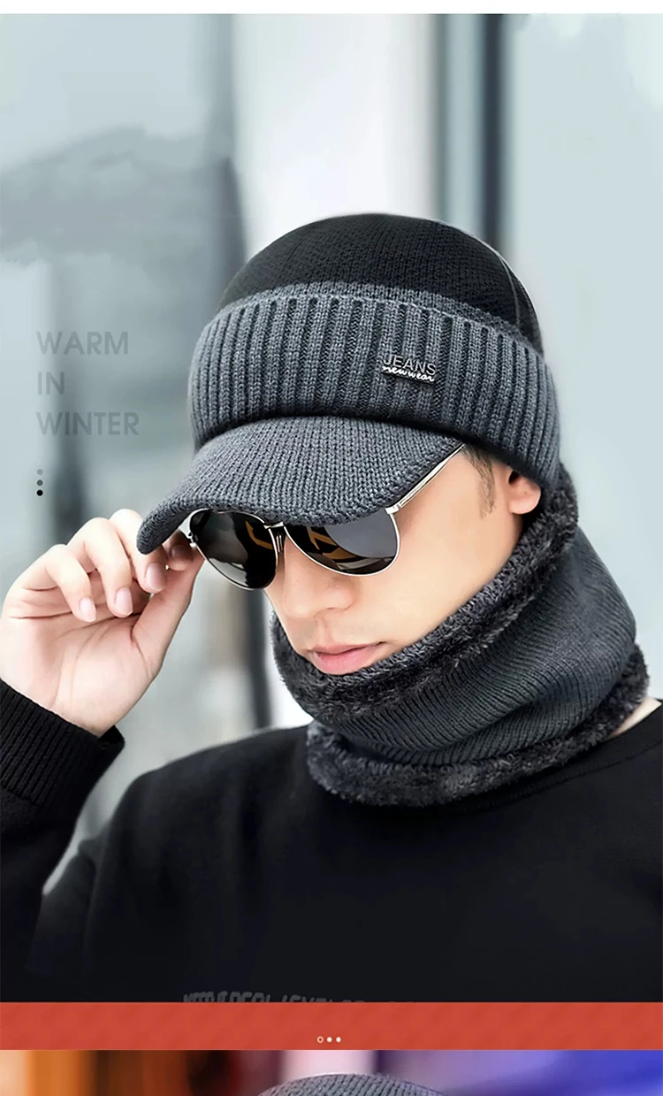 New Acrylic Woolen Hat For Winter And Elderly Fleece Thick Knitted Hat Outdoor Cold Protection And Warmth