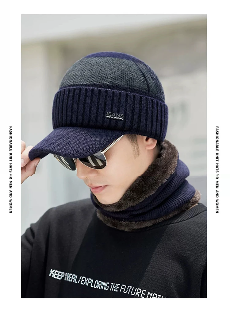 New Acrylic Woolen Hat For Winter And Elderly Fleece Thick Knitted Hat Outdoor Cold Protection And Warmth