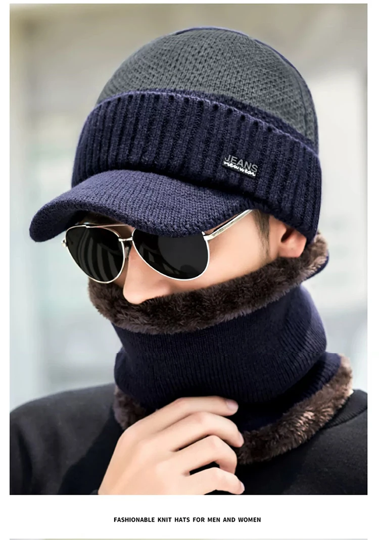 New Acrylic Woolen Hat For Winter And Elderly Fleece Thick Knitted Hat Outdoor Cold Protection And Warmth