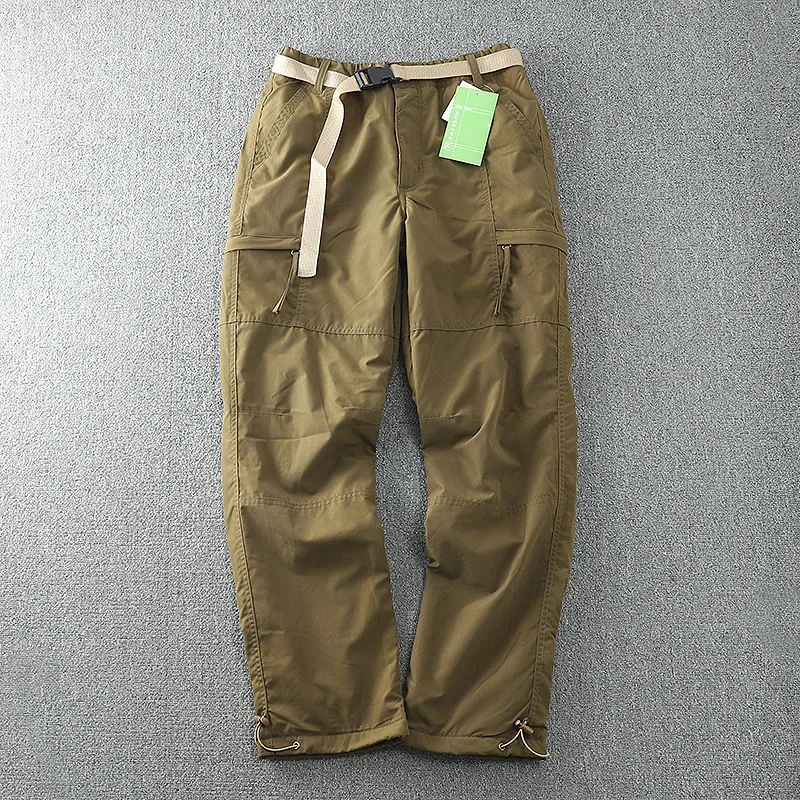 Thick Tooling Pants Waterproof Fleece Liner Cargo Pants Men Winter Outdoor Multi-pockets Loose Straight Overall Trousers S-6XL