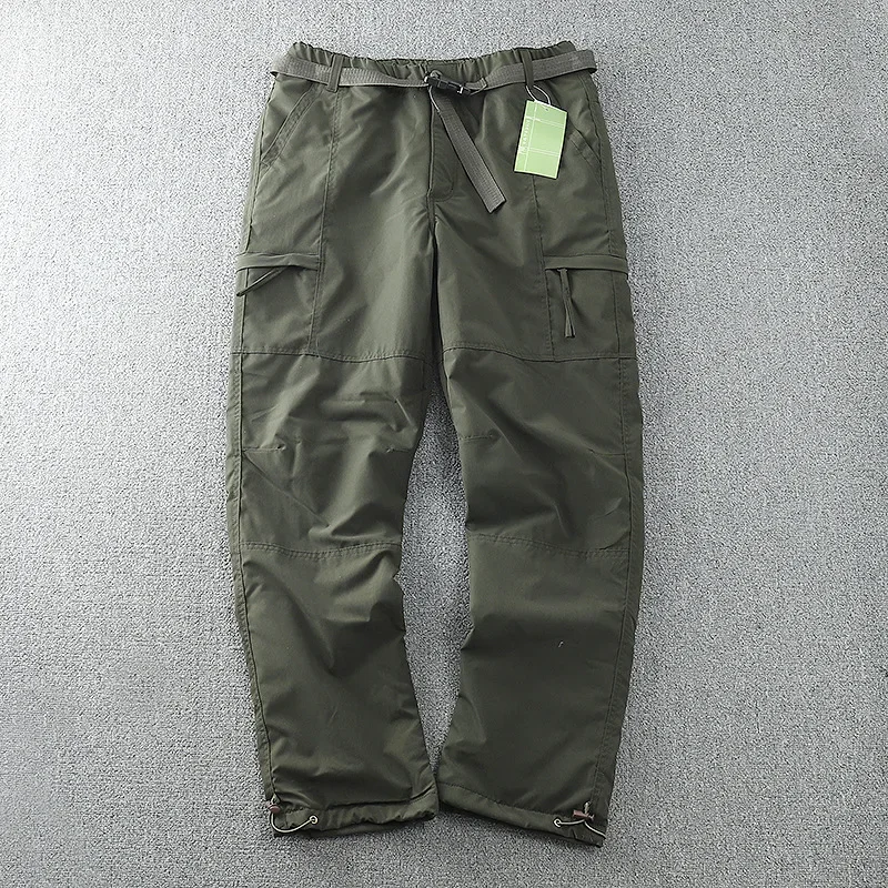 Thick Tooling Pants Waterproof Fleece Liner Cargo Pants Men Winter Outdoor Multi-pockets Loose Straight Overall Trousers S-6XL