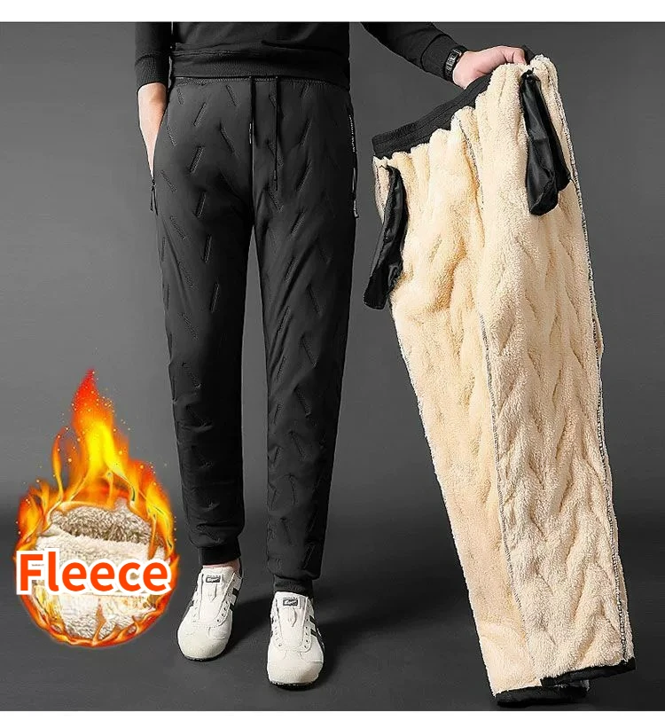 Men's Fleece-lined Thickened Casual Pants Warm Cotton Wadded Trousers Anti-cold Middle-aged Elderly Outerwear 7XL