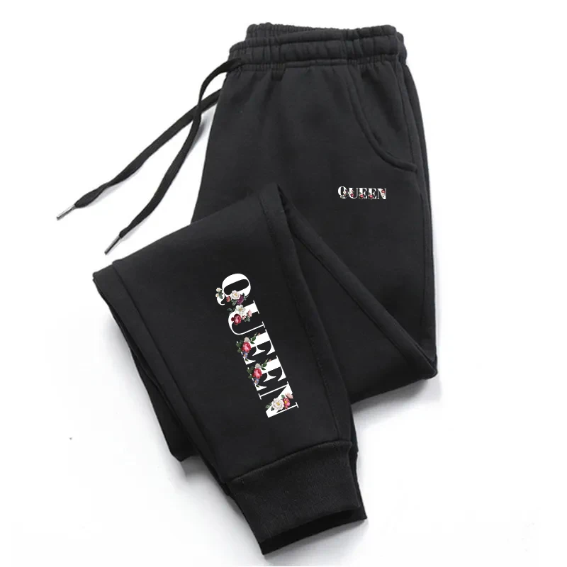 Womens Tracksuit Trousers QUEEN Letter Printing Street Sweatpants Daily Casual Simplicity Versatile Harajuku Sport Jogging Pants