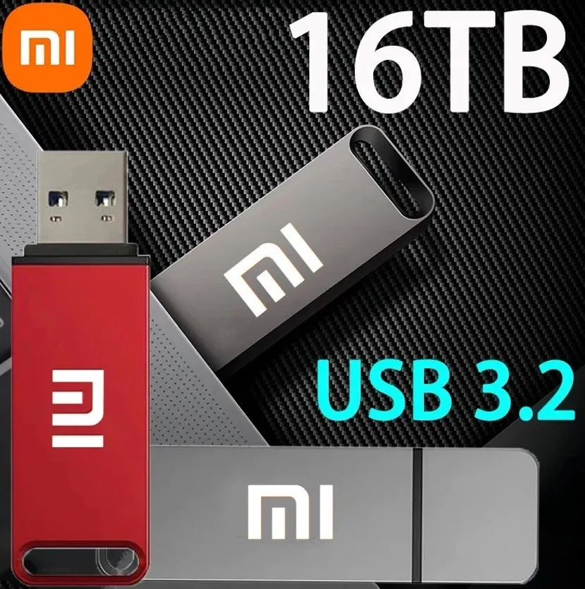 Xiaomi 16TB Flash Drive USB3.2 High Speed Transfer Metal Type C U Flash SSD Portable Mini Flash Drive Memory Waterproof U Drive