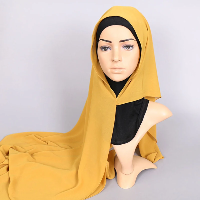 Bubble Chiffon Double Loop Instant Hijab Scarf Women Muslim Shawl Cape Foulard Islamic Headscarf Femme Musulman Bandana 180*75cm