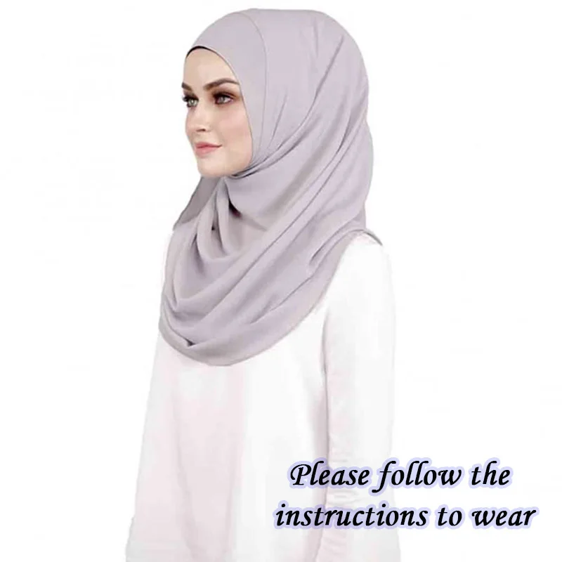 Bubble Chiffon Double Loop Instant Hijab Scarf Women Muslim Shawl Cape Foulard Islamic Headscarf Femme Musulman Bandana 180*75cm